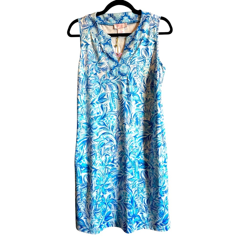 Stella Parker Blue & White Sleeveless Dress. Size Small. 38” Bust  34.5" Length